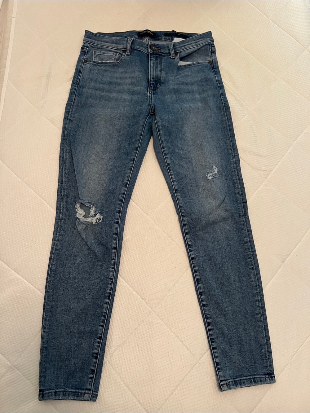 Banana Republic Women's Dark Blue Skinny Jeans with Light Distressing